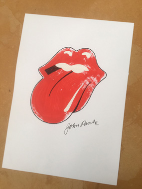 Hand painted Rolling Stones Tongue logo sketch